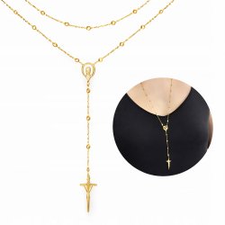 Naszyjnik srebrny damski łańcuszek z krzyżykiem i medalikiem srebro pozłacane 925