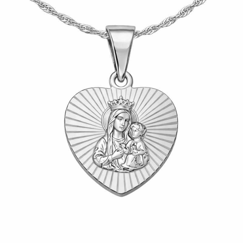 Naszyjnik srebrny medalik na komunię dla dziewczynki singapur łańcuszek 925