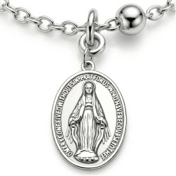 Bransoletka srebrna na rękę różaniec krzyżyk medalik srebro na komunię