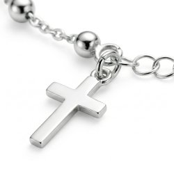 Bransoletka srebrna na rękę różaniec krzyżyk medalik srebro na komunię