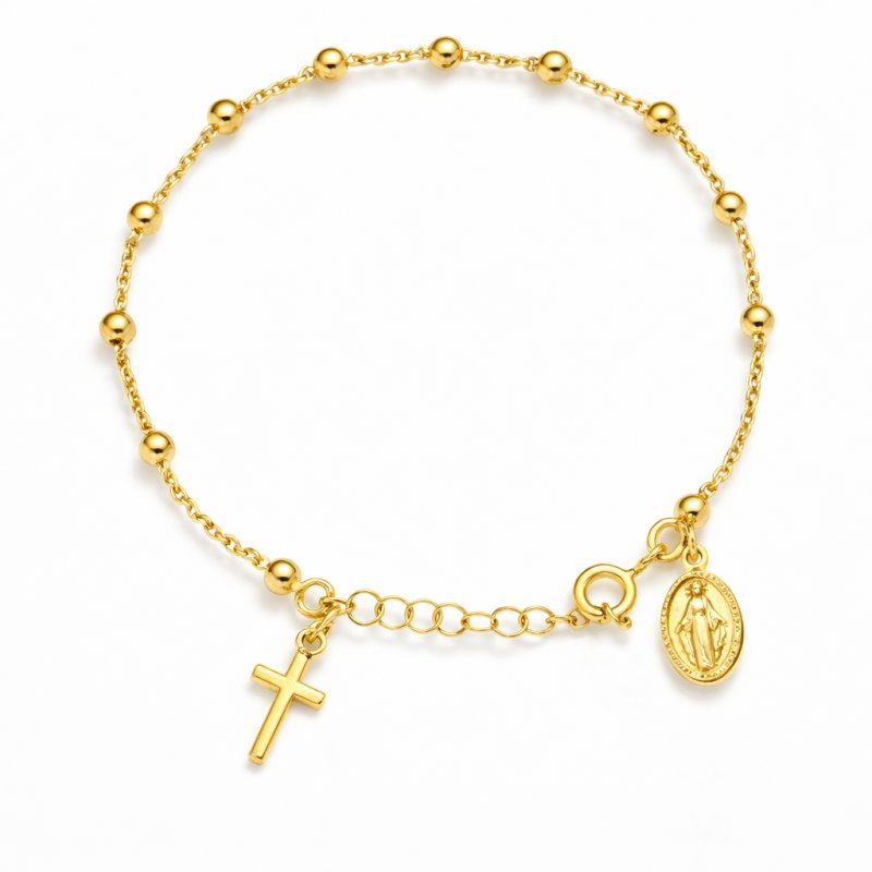 Bransoletka srebrna na rękę różaniec srebro 925 pozłacane na komunię chrzest