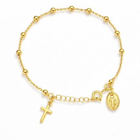 Bransoletka srebrna na rękę różaniec srebro 925 pozłacane na komunię chrzest