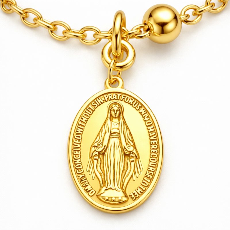 Bransoletka srebrna na rękę różaniec srebro 925 pozłacane na komunię chrzest