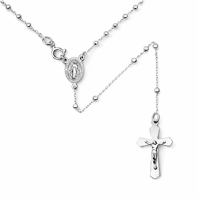 Naszyjnik srebrny damski różaniec łańcuszek z zawieszką krzyżyk srebro 925