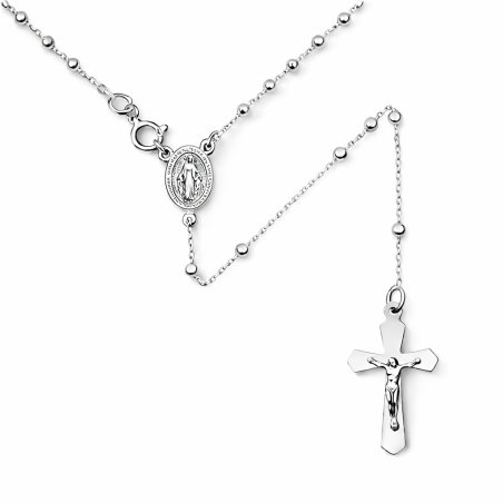 Naszyjnik srebrny damski różaniec łańcuszek z zawieszką krzyżyk srebro 925