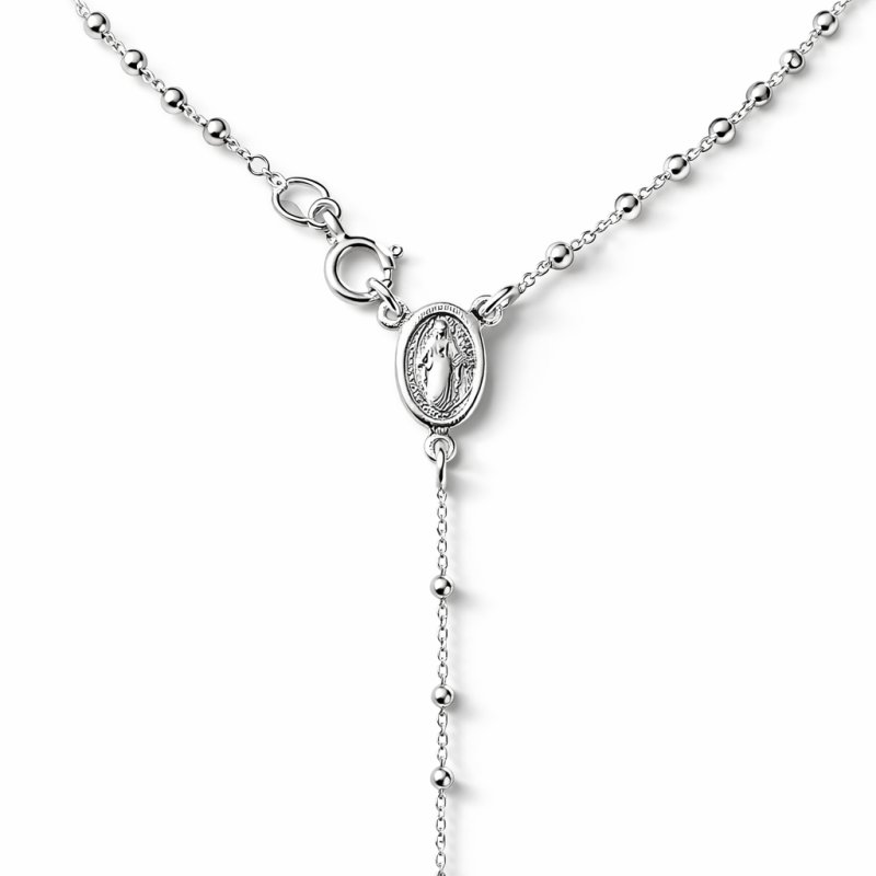 Naszyjnik srebrny damski różaniec łańcuszek z zawieszką krzyżyk srebro 925