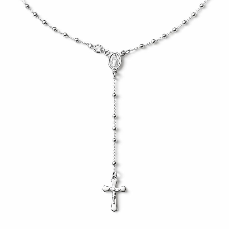 Naszyjnik srebrny damski różaniec łańcuszek z zawieszką krzyżyk srebro 925
