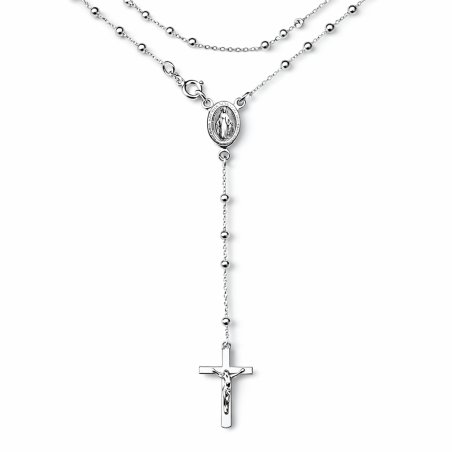 Naszyjnik srebrny damski różaniec łańcuszek z zawieszką krzyżyk srebro 925