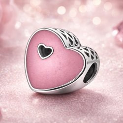 Charms zawieszka serce serduszko różowe beads srebro 925 na Walentynki