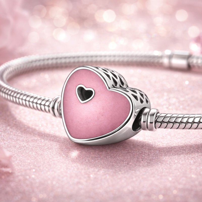 Charms zawieszka serce serduszko różowe beads srebro 925 na Walentynki