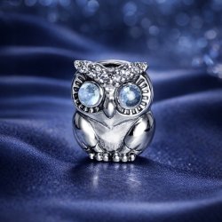 Charms zawieszka sowa koralik beads srebro próba 925