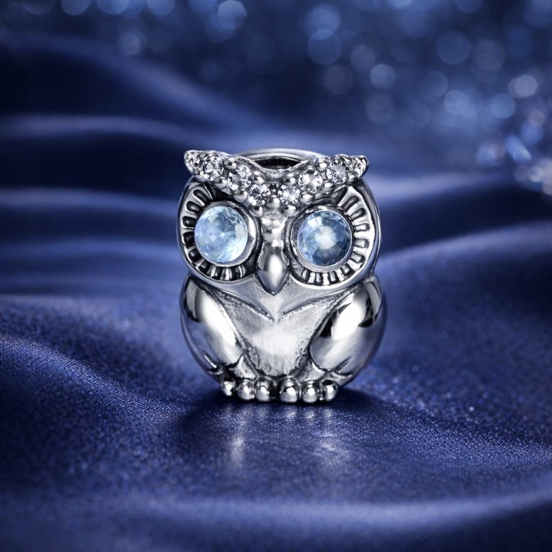 Charms zawieszka sowa koralik beads srebro próba 925