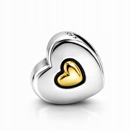Charms srebrny zawieszka serce serduszko pozłacane beads srebro próba 925