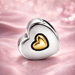 Charms srebrny zawieszka serce serduszko pozłacane beads srebro próba 925