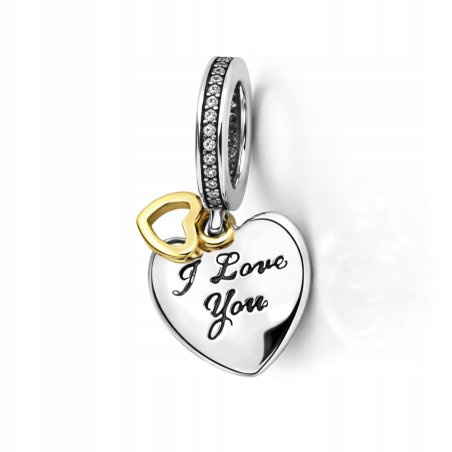 Charms wiszący srebrny zawieszka serce miłość beads srebro próba 925
