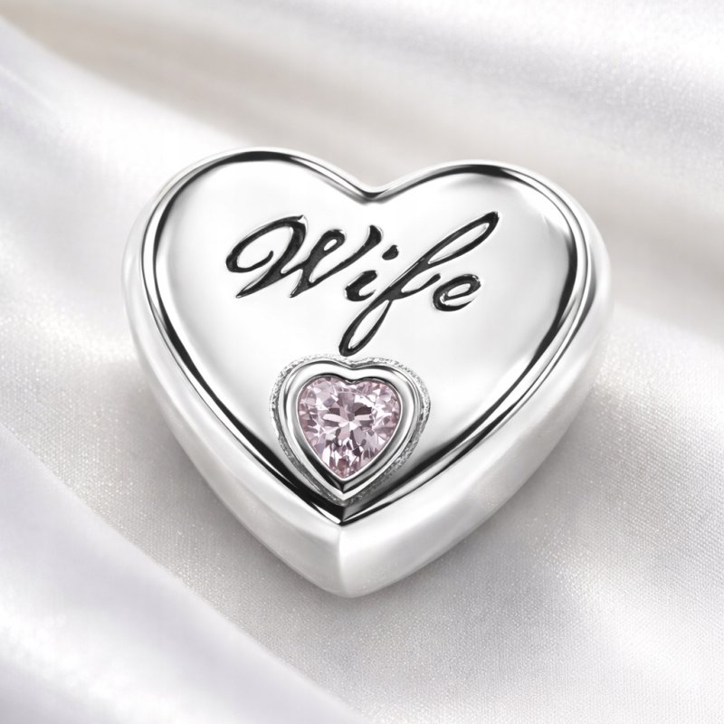 Charms zawieszka serce wife żona koralik beads srebro próba 925