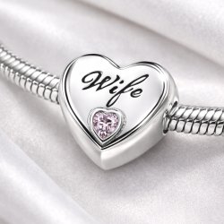 Charms zawieszka serce wife żona koralik beads srebro próba 925