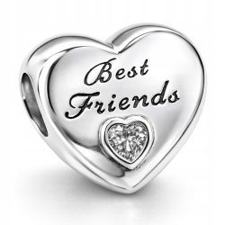 Charms zawieszka serce best friends beads srebro próba 925 dla przyjaciółek
