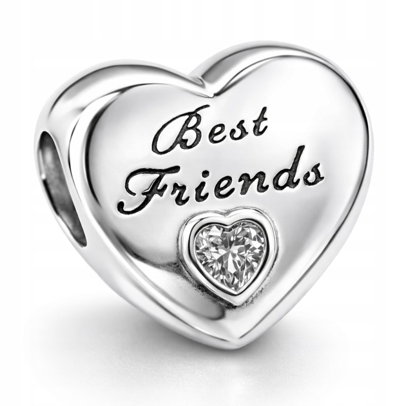Charms zawieszka serce best friends beads srebro próba 925 dla przyjaciółek
