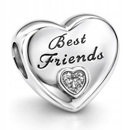 Charms zawieszka serce best friends beads srebro próba 925 dla przyjaciółek