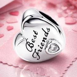 Charms zawieszka serce best friends beads srebro próba 925 dla przyjaciółek