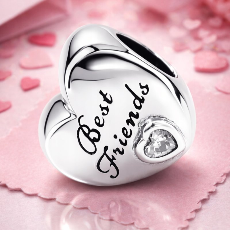 Charms zawieszka serce best friends beads srebro próba 925 dla przyjaciółek