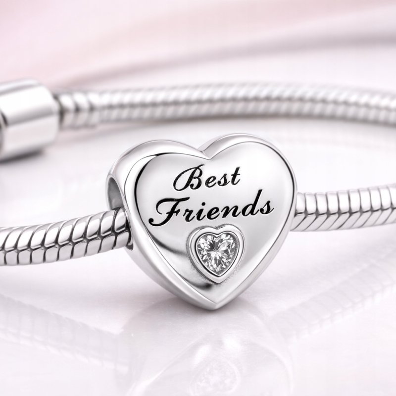 Charms zawieszka serce best friends beads srebro próba 925 dla przyjaciółek