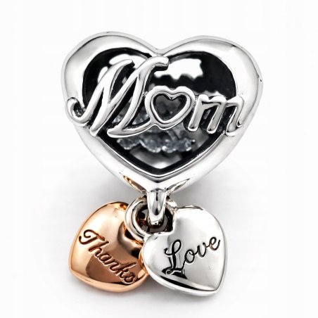 Charms zawieszka serce miłość mama beads srebro próba 925