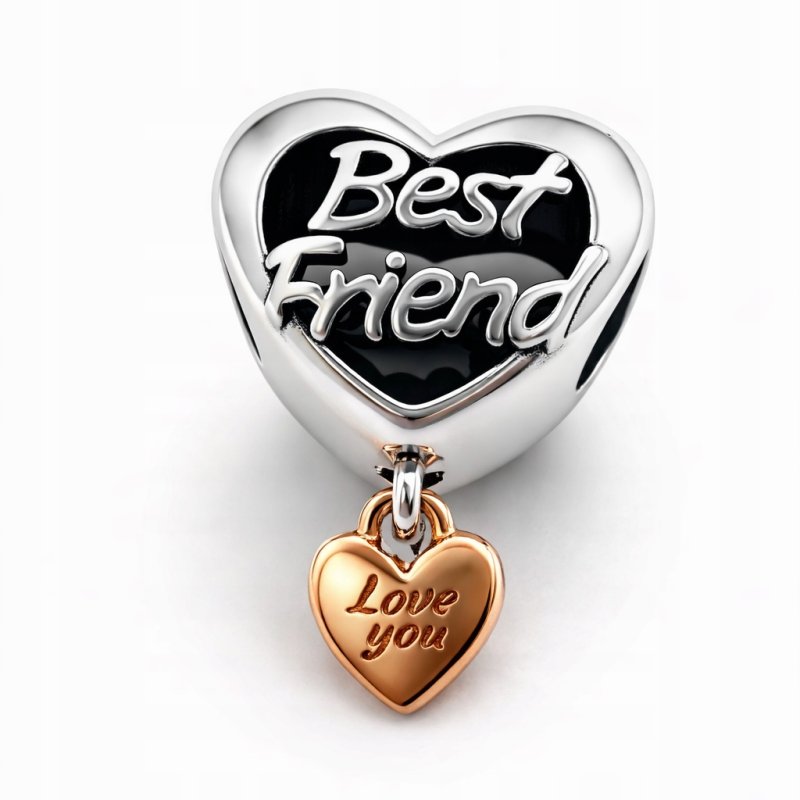 Charms zawieszka serce dla przyjaciółki beads srebro próba 925 best friends