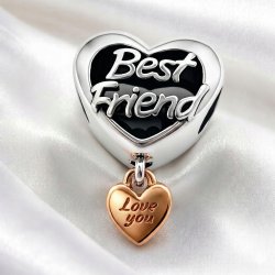Charms zawieszka serce dla przyjaciółki beads srebro próba 925 best friends