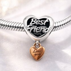 Charms zawieszka serce dla przyjaciółki beads srebro próba 925 best friends