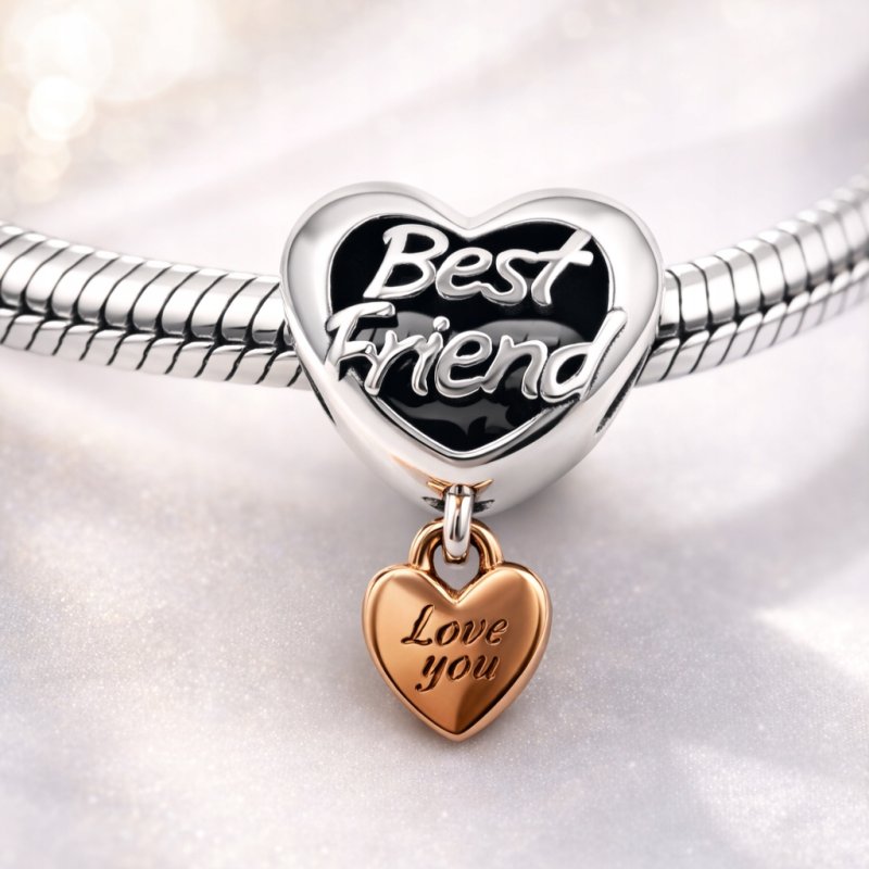 Charms zawieszka serce dla przyjaciółki beads srebro próba 925 best friends