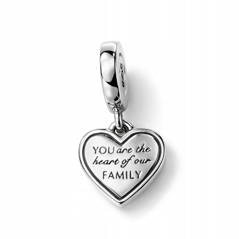 Charms wiszący zawieszka serce mama koralik beads srebro próba 925