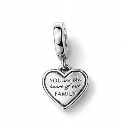 Charms wiszący zawieszka serce mama koralik beads srebro próba 925