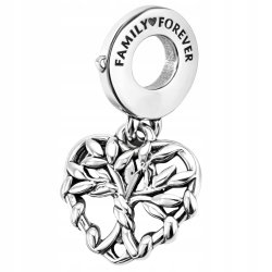 Charms wiszący zawieszka serce drzewko koralik beads srebro próba 925