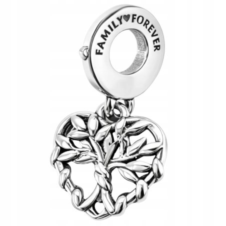 Charms wiszący zawieszka serce drzewko koralik beads srebro próba 925