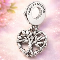 Charms wiszący zawieszka serce drzewko koralik beads srebro próba 925