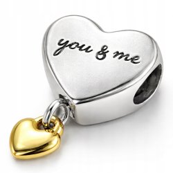 Charms zawieszka serce serduszko you & me koralik beads srebro próba 925