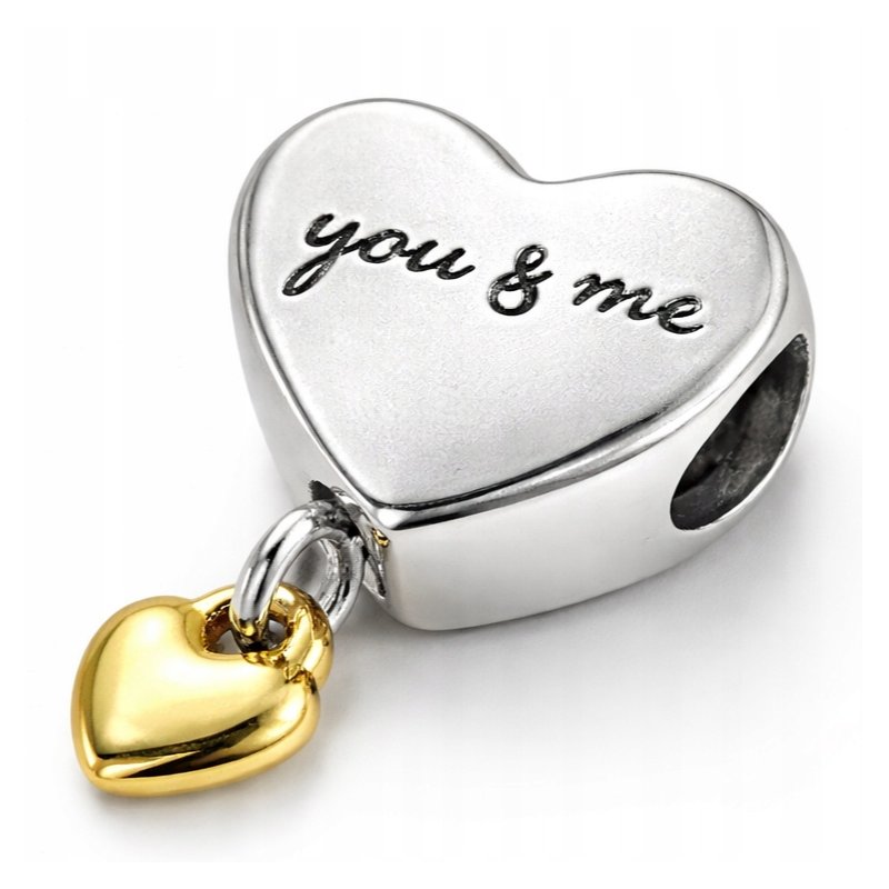 Charms zawieszka serce serduszko you & me koralik beads srebro próba 925