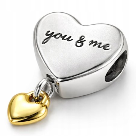Charms zawieszka serce serduszko you & me koralik beads srebro próba 925