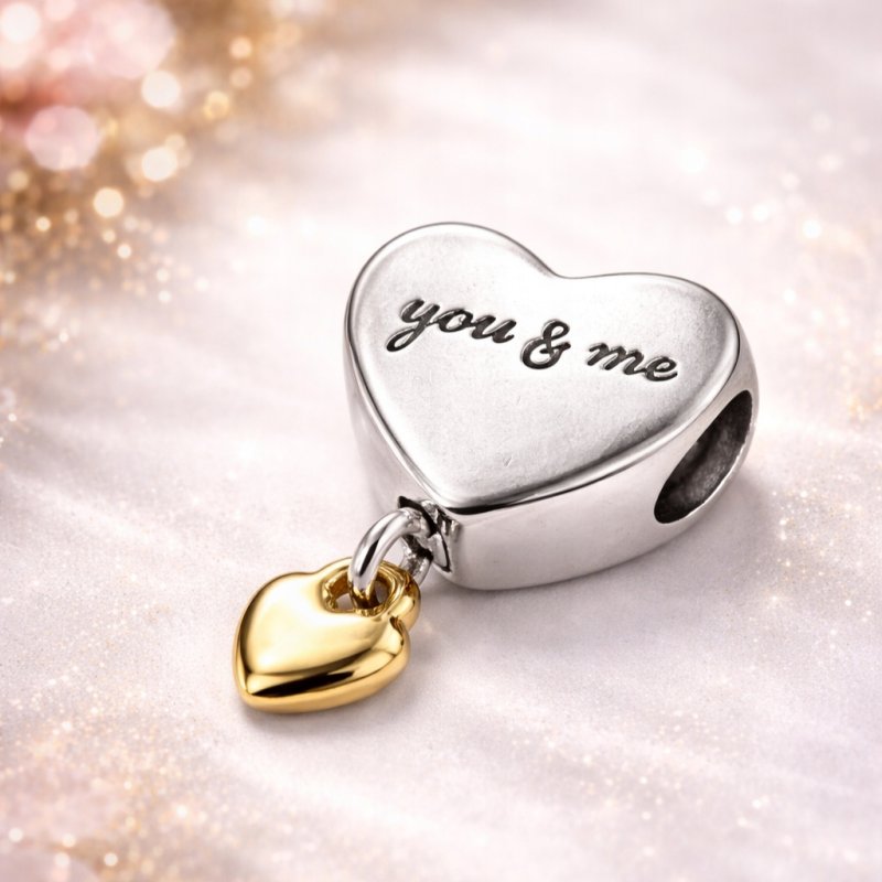 Charms zawieszka serce serduszko you & me koralik beads srebro próba 925