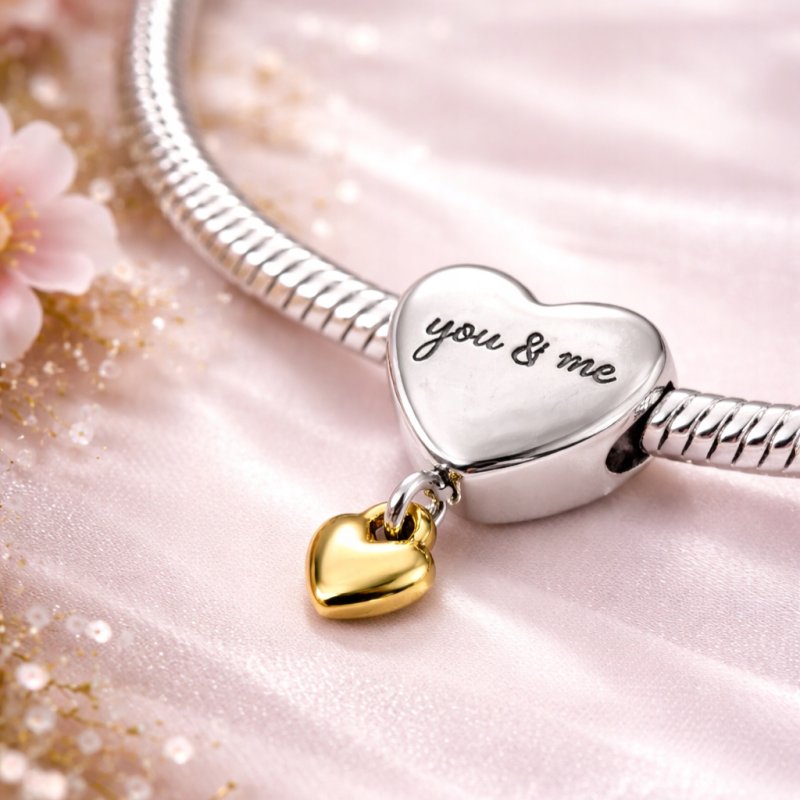 Charms zawieszka serce serduszko you & me koralik beads srebro próba 925