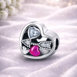 Charms zawieszka serce strzała amora koralik beads srebro próba 925