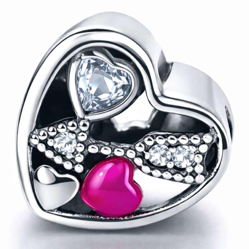 Charms zawieszka serce strzała amora koralik beads srebro próba 925