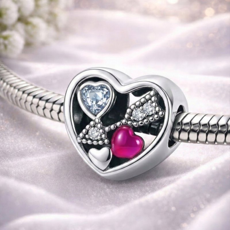 Charms zawieszka serce strzała amora koralik beads srebro próba 925