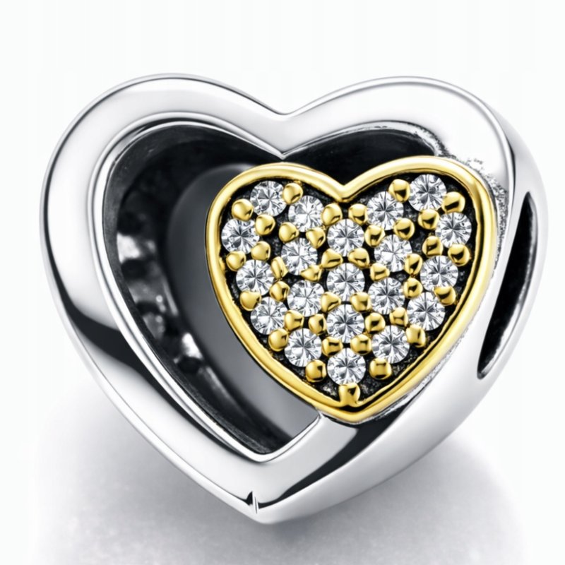 Charms srebrny zawieszka serce serduszko koralik beads srebro próba 925