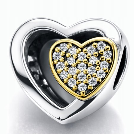 Charms srebrny zawieszka serce serduszko koralik beads srebro próba 925