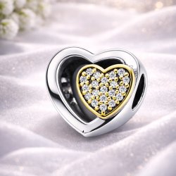 Charms srebrny zawieszka serce serduszko koralik beads srebro próba 925