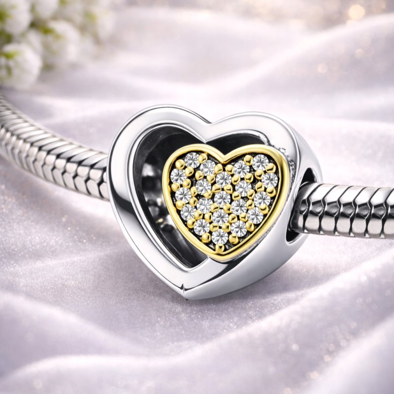 Charms srebrny zawieszka serce serduszko koralik beads srebro próba 925