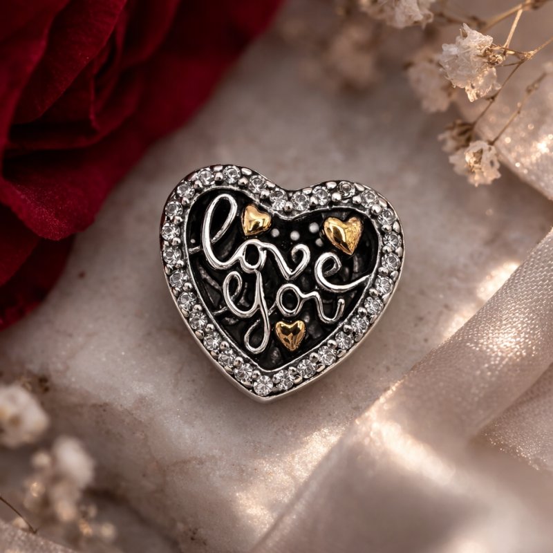 Charms zawieszka serce miłość love you koralik beads srebro próba 925